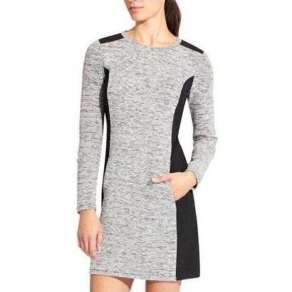 Athleta Colorblock Cooldown Long Sleeve Sheath Dress Space Dye Gray/Black XS - Picture 3 of 11
